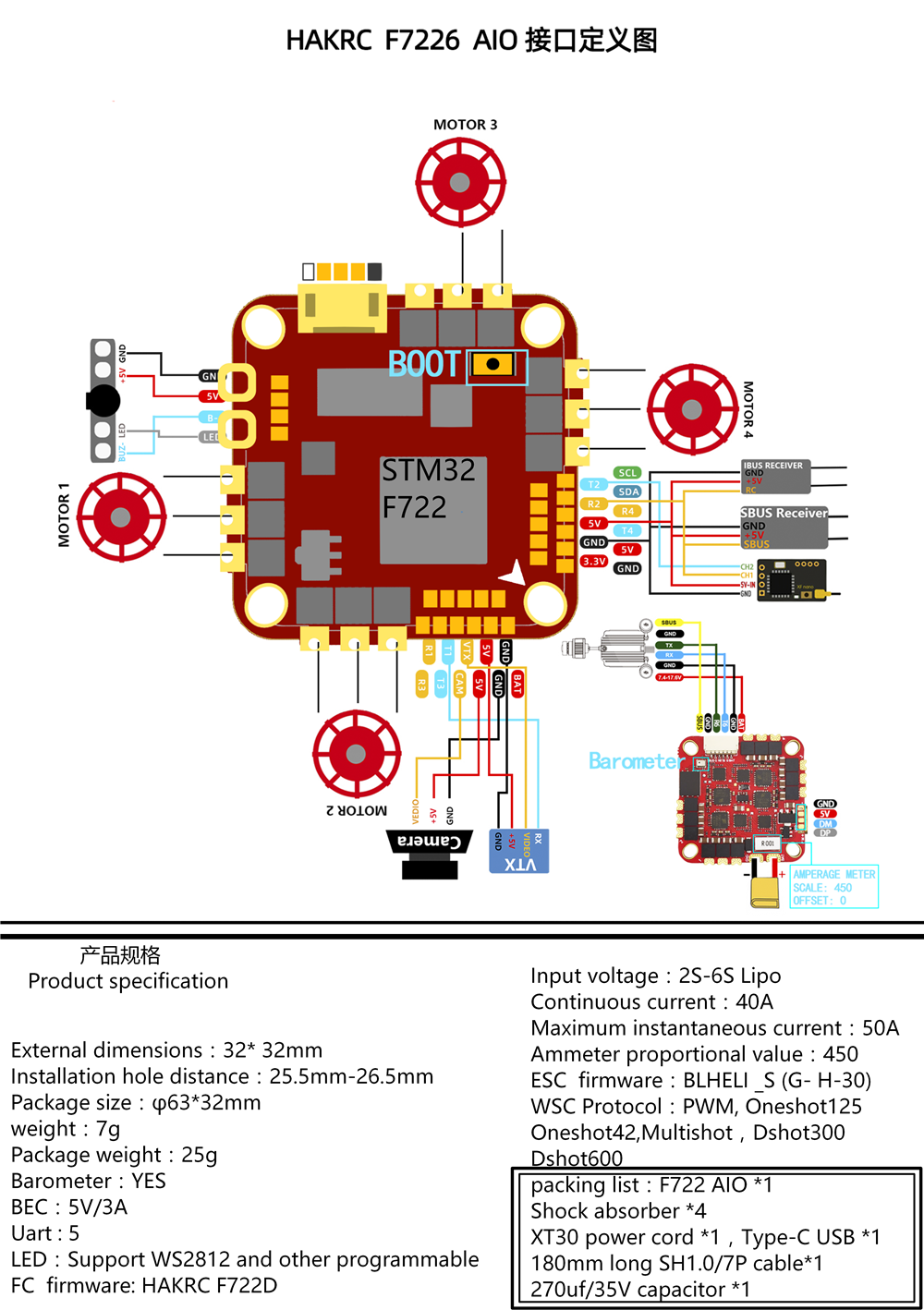 HAKRC F722D pinout